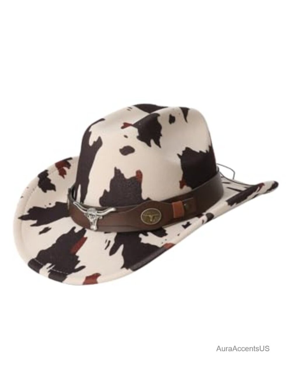 Cow Print Cowboy Hat Wide Brim Felt Western Cowgirl Sun Hat
